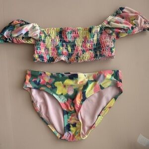 Colorful Off-Shoulder Bikini Set - gap kids